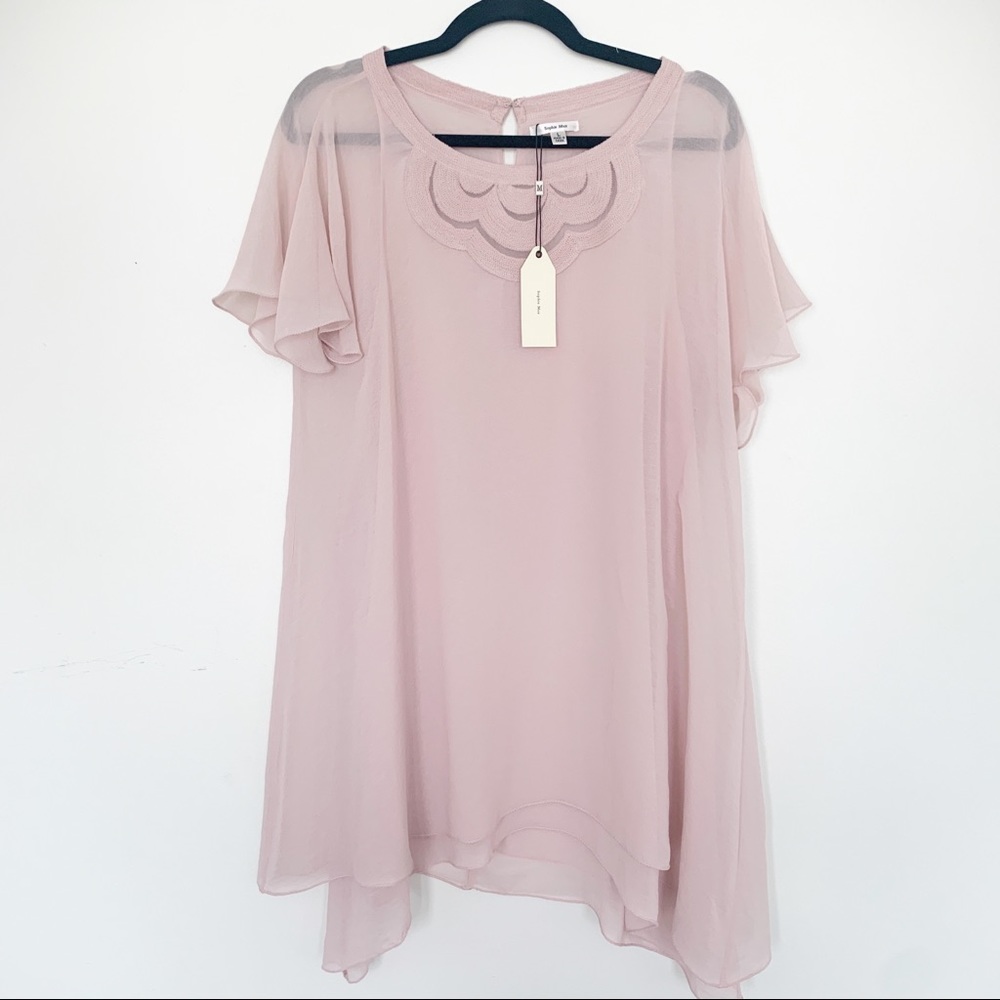 NWT Sophie Max Pink Flowy Shift Dress L